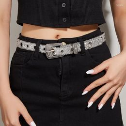 Belts Gorgeous Relief Pattern Buckle Belt Full Sequins Adjustable For Skirt Jeans Drop