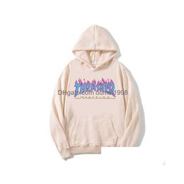 Mens Hoodies Thrasher Sweatshirts Fashion Y2k Man Womens Hooded Flame Print Sweatshirt Mtiple Colors Drop Delivery Woman Hoodies 964