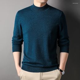 Men's Sweaters Mens Sheep Wool Knitwear Autumn & Winter Mock Neck Sweater Male Casual Slim Fit Jumper Long Sleeve Pure