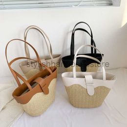 Shoulder Bags Grass woven bag casual woven literary shoulder bag ins spring and summer new Tote bucket bag portable women's bagstylishhandbagsstore