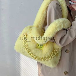 Evening Bags Chain Tote Bags for Women 2022 Winter Trend Designer Fashion Small Soft Faux Fur Kawaii Handbags Shoulder BagsShopper bag J230804