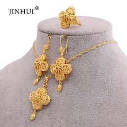 Wedding Jewelry Sets Nigeria gold plated jewelry sets wedding gifts bridal Necklace Earrings ring Pendant Dubai luxury jewellery set for women 230804