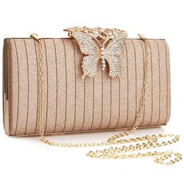 Evening Bags Fashion Clutch Party Night Crossbody With Chain Butterfly Pattern Sequined Luxury Sac Main Femme Purse 230803