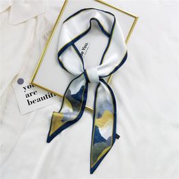 Scarves 130 7cm Printing Scarf Women Green Hair Tie Band Kerchief Wrist Ribbons Fashion Head Neck Silk Satin Bag Scarfs Long