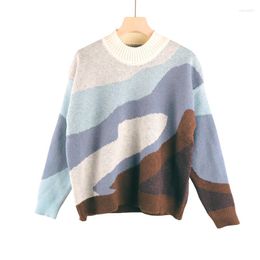 Women's Sweaters Print Knitted Sweater Women Pullover Harajuku Vintage Korean Fashion Short Loose Lazy Winter Cloth Outerwear