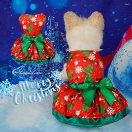 Dog Apparel Adorable Pet Costume Christmas Dresses Easy-to-wear Bowknot Decorated Holiday Clothes For Dogs Charming Xmas Dress