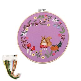 Chinese Style Products Squirrel DIY Embroidery Beginner with Hoop Cross Stitch Set Needlework Swing Art Craft Handmade Craft Painting