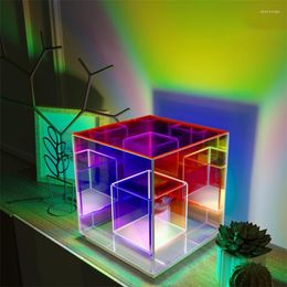 Table Lamps Modern Lamp Creative Decoration LED Square Colour Cube Atmosphere Light For Home Bed Room