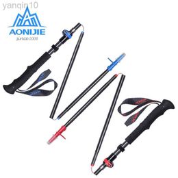 Trekking Poles AONIJIE E4087 E4201 Adjustable Folding Ultralight Carbon Fibre Quick Lock Trekking Poles Anti Shock Hiking Walking Running Stick HKD230804