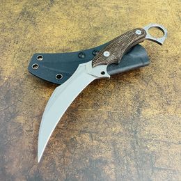 Promotion S7205 Karambit Knife DC53 Satin Blade Full Tang Micarta Handle Fixed Blade Claw Knives Outdoor Camping Tactical Gear with Kydex