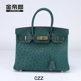 Handmade Handbag Womens Designer Ostrich Handbag Bag Womens Fashion Trend Large Capacity 30 Womens Genuine Leather Cy
