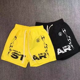 Men's Shorts ss Hellstar Studios X4 Shorts Ins Men Women 1 1 Elastic Waist Basketball Shorts Men Black Yellow Men Clothing 230803