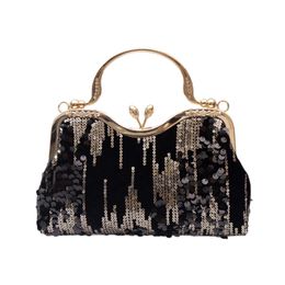 Evening Bags Chinese Style Sequined flannelette Bag Vintage Hobos Bling Sequins Handbag Elegant Ladies Cocktail Wedding Clutches 230803