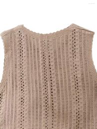 Women's Vests Women S Bohemian Floral Print Sleeveless V-Neck Knit Button Vest Summer Casual Crochet Tank Top Waistcoat Streetwear Cardigan