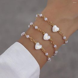 Charm Bracelets Vintage A-Z Heart Initial Letter Bracelet Women Handmade Temperament Bead Chain For Jewellery Gift