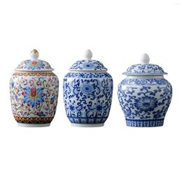 Storage Bottles Temple Jar Ceramic Vase Tea Indoor Collection Home Decorative Piece