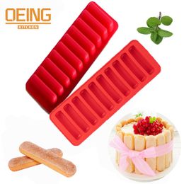 Baking Moulds 10 Grids Stick Shape Ice Tray NonStick Easy Release Push Popsicle Out Cylinder Silicone Cube Jelly Chocolate Mold 230803