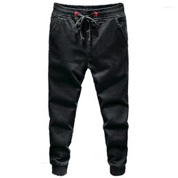 Men's Jeans Hip Hop Letter Printing Trousers Loose Ankle Banded Pants Western Style Casual Fashion High Street Youth