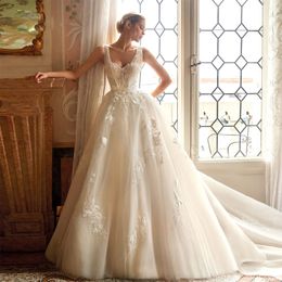 Pretty Lace Beading A Line Wedding Dress Sheer Straps Beads Wedding Dresses Princess Bridal Gown