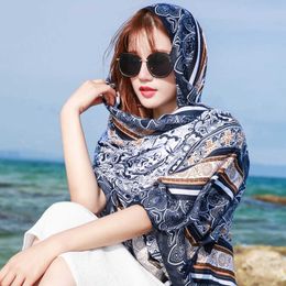 Scarves Seaside sunscreen Silk Scarf Cotton Linen air conditioning versatile shawl national style summer female silk scarf