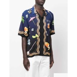 Men'S Casual Shirts Casablanca Designer Shirt 23Ss Colorf Fruit Wine Glass Gradient Uni Hawaiian Short Sleeve Casablanc Drop Delivery Dhrgh