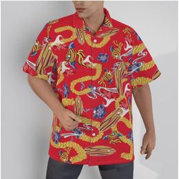 Men's Casual Shirts Hawaiian Shirt Cospaly Submarine Views Beach Short Sleeve Summer Button Up Patchwork Red Tops 3D