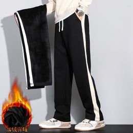 Men's Pants Plush Thickened For Men Harajuku Stripe Vintage Casual Trousers Wide Jogging Baggy Sweatpants Oversized Male Y2K Clo