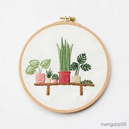 Chinese Style Products House Green Plant Embroidery DIY Needlework Houseplant Needlecraft for Beginner Cross Stitch Artcraft(With R230804