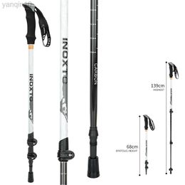 Trekking Poles INOXTO Trekking Poles 1pcs Carbon Fiber Collapsible Telescopic Sticks Lightweight Walking Hiking Stick Climbing Stick HKD230804