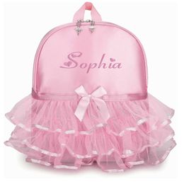 Backpacks Personalised Embroidered Princess Ballerina Backpack Dance Bag for Toddler Girl Nylon Custom Name Gift Kid 230803