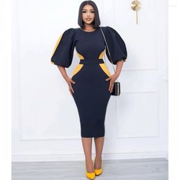 Ethnic Clothing African Dresses For Women Elegant Office Lady Dashiki Summer Autumn Midi Dress Ladies Traditional Fairy Dreaes