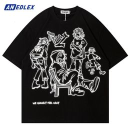 Men's TShirts Harajuku Streetwear Men TShirt Japanese Funny Anime Cartoon Graphic T Shirt Men Cotton Tshirt Oversized Tops Tees Hip Hop 230803
