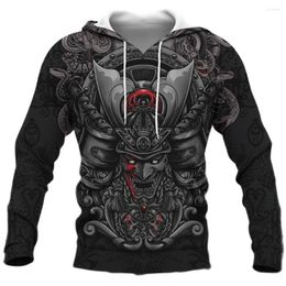 Men's Hoodies Men's Harajuku Vintage Print Tops Long Sleeve Sweatshirt Ghost Samurai Street Hoody Oversized Clothes Casual Pullover