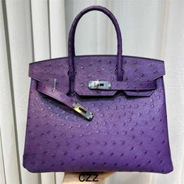 Platinum Handbag Designer Ostrich Bags Wind Pattern for 2024 Shoulder Small with Logo Zwsg Genuine Leather