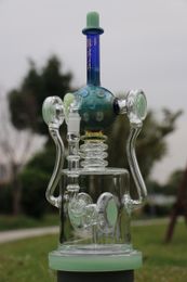 Latest telephone shape hookahs recycler glass bong with 14mm quartz banger glass accessories oil rig water bongs for smoke thick glass bong