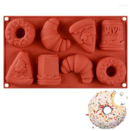 Baking Moulds Design 3D Food Grade Silicone Cake Mold With 8 Holes Of Croissant Doughnut Shape Mousse Tools M553