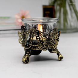 Candle Holders Vintage Glass Candlestick Do Old Carved Hollow Decoration Dinner Atmosphere Iron Cup