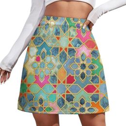 Skirts Gilt & Glory - Colourful Moroccan Mosaic Mini Skirt Luxury Women Woman Clothing Sexy