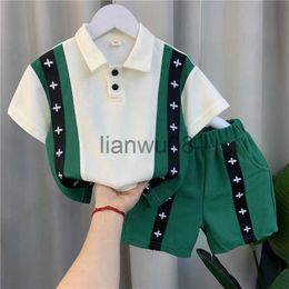Clothing Sets Luxury Baby Boys Summer 2PCS Wedding Outfits Cotton Kids Turndown Top And Shorts Toddler Short Sleeve Golf Sports Clothing x0803