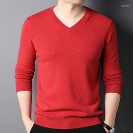 Men's Sweaters Men Wool Sweater 2023 Autumn Winter Man V-neck Pullover Warm Knitted Pure Jumpers