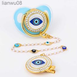 Pacifiers# Luxury Pacifier Clip Baby Gold Pacifier Evil Eye Newborn Silicone Pacifier Gold Bling Infant Nipple BPA Free Baby Chupetero x0804