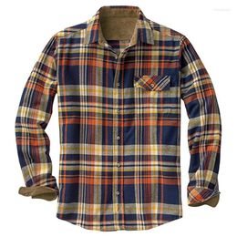 Men's Jackets Plaid Long-sleeved Coat Men Fall Street Wear Lapel Single Breasted Shirt Jacket Casual Loose High Quality