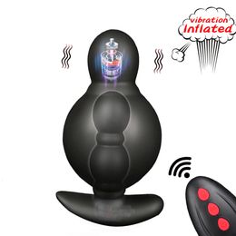 Anal Toys Huge Inflatable Anal Expansion Beads Prostate Massager 10 Modes Vibrating Dildo Wireless Remote Control Butt Plug Sex Toys 230803