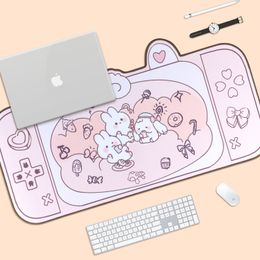 Other Office School Supplies Large Kawaii Gaming Mouse Pad Cute Pink Bunny Party XXL Desk Mat Water Proof Nonslip Laptop Accessories 230804