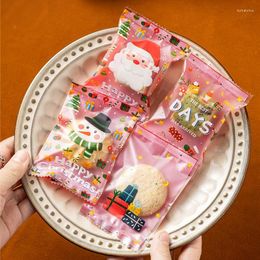 Gift Wrap 100pcs Christmas Candy Bags Nougat Chocolate Cookies Packaging Bag Seal Pouches Xmas Year Party Wrapping Supplies