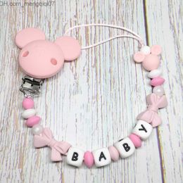 Pacifier Holders Clips# 1 custom-made baby pacifier clip chain silicone bead tooth toy dummy holder Russian English name pacifier chain gift Z230804