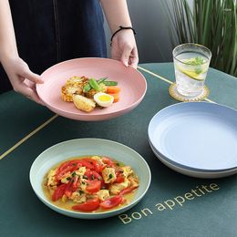 Plates 25cm Eco-Friendly Wheat Straw Plate Children Dinnerware Dinner Tableware Reusable Household Dishware Sets Unbreakable