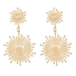 Dangle Earrings Flashing Star Simple Alloy Golden Round Sun Flower Trendy Women European And American Minimalist