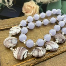 Chains Middle Vintage Ancient Method Fired Old Glass Temperament Taro Purple Double Layer Design Of Round Bead Necklace