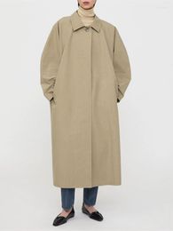 Women's Trench Coats Women Turn-Down Collar Long Windbreak Coat 2 Colours Fashion Sleeve Autumn Winter 2023 Single Button Overcoat